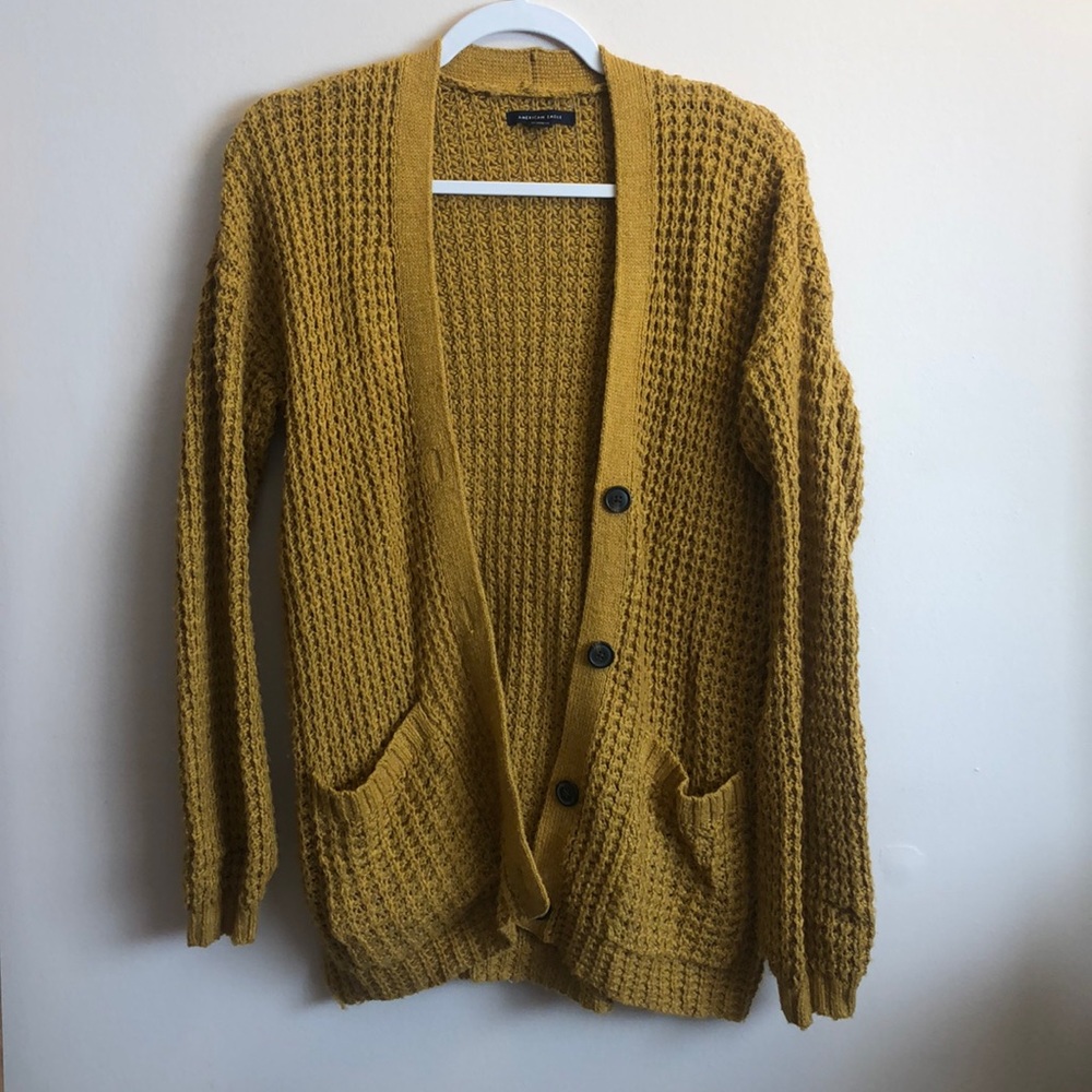 NWOT American Eagle Mustard Yellow Cardigan